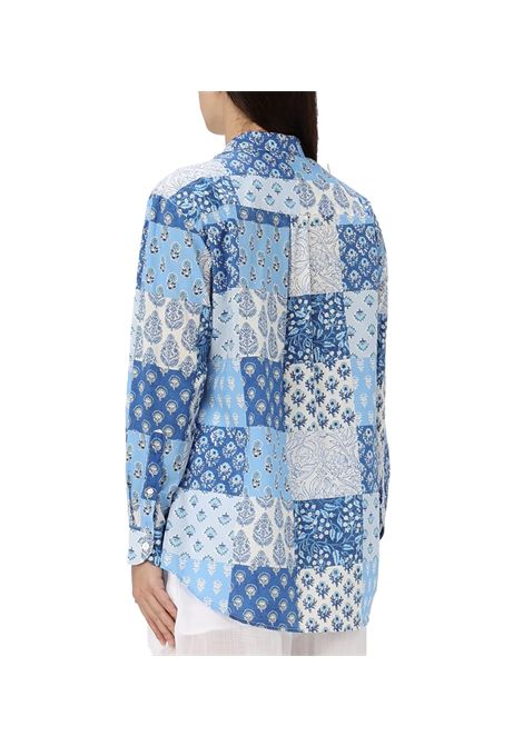 Camicia MC2 Saint Barth Brigitte donna BRIGITTE00380H Azzurra radical patch spalle scese colletto a punta MC2 SAINT BARTH | Camicie | BRIGITTE00380H3161